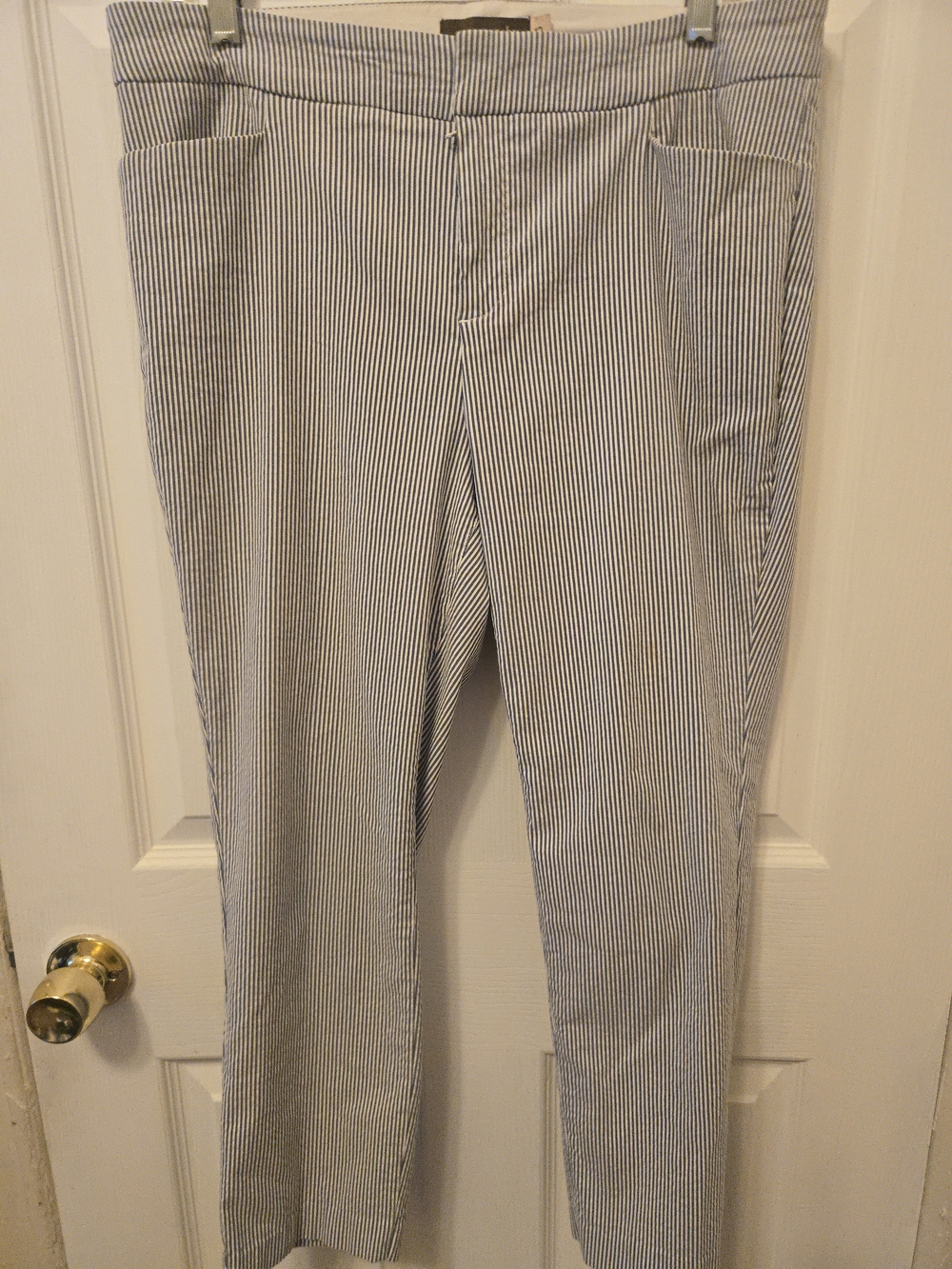 Crosby Women's Blue and White Pinstripe Chinos
